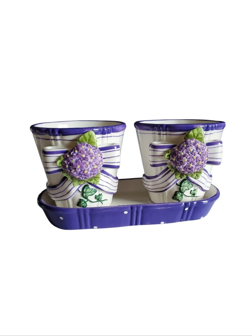 Vtg. Ceramic Double Planter by BELLA CASA by GANZ